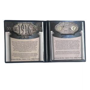 Barber Silver Dime and Mercury Silver Dime 1916 Double Dated Dime Set